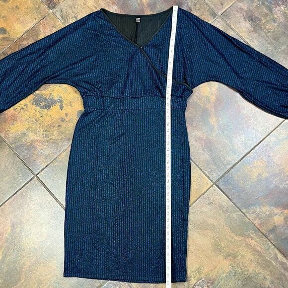 SHEIN Privé Surplice Neck Lantern Sleeve Bodycon Dress XL - Picture 5 of 11